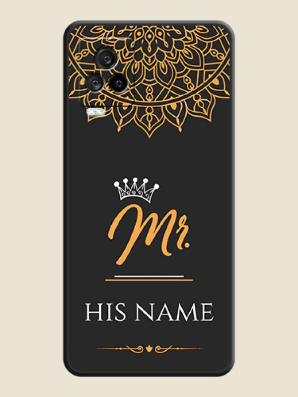 Custom Mr Name with Floral Design  on Personalised Space Black Soft Matte Cases - iQOO 7 Legend - alternate view