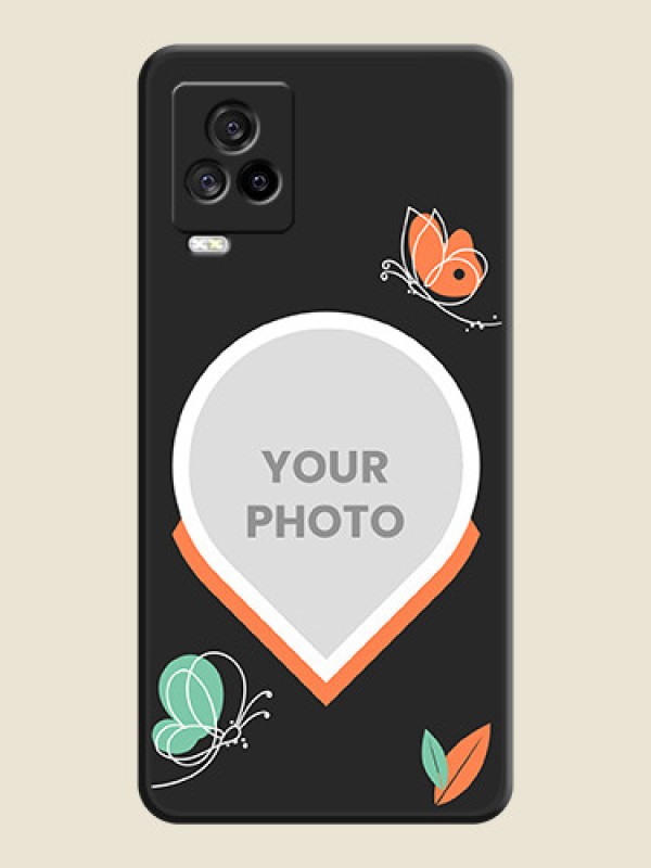 Custom Upload Pic With Simple Butterly Design On Space Black Personalized Soft Matte Phone Covers -Iqoo 7 Legend 5G - alternate view