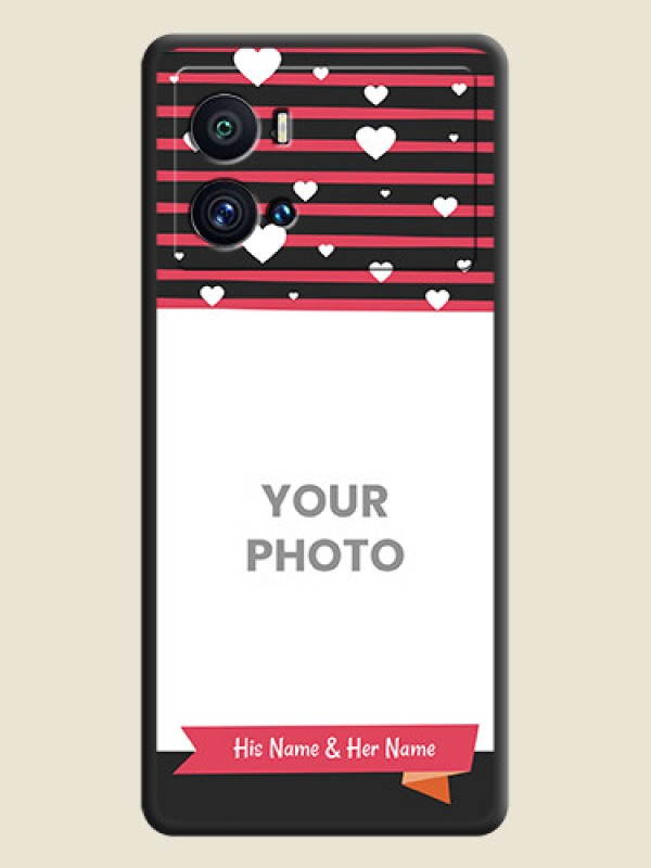 Custom White Color Love Symbols with Pink Lines Pattern on Space Black Custom Soft Matte Phone Cases - iQOO 9 Pro 5G - alternate view