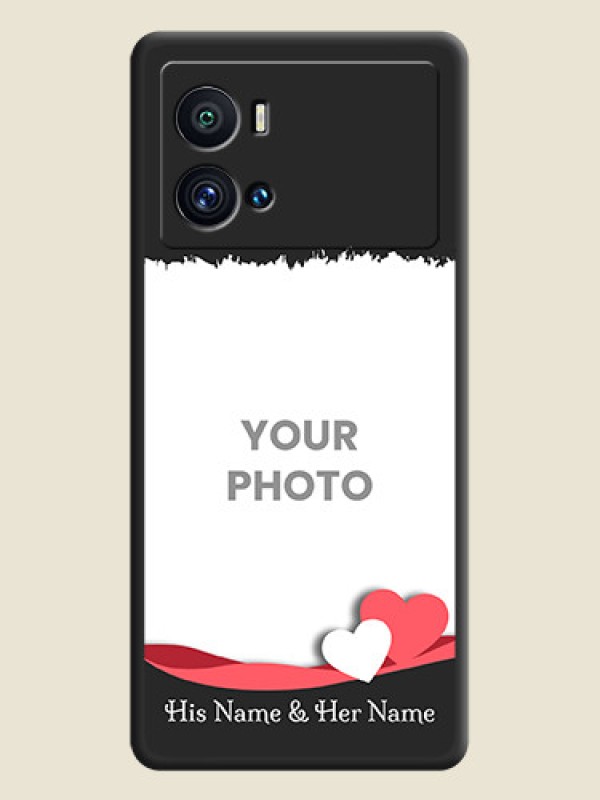 Custom Pin Color Love Shaped Ribbon Design with Text on Space Black Custom Soft Matte Phone Back Cover - iQOO 9 Pro 5G - alternate view