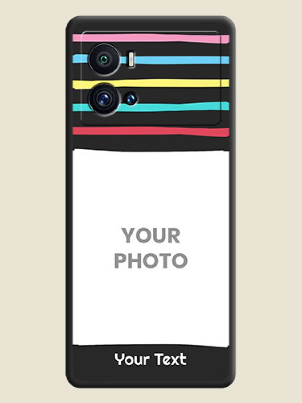 Custom Multicolor Lines with Image on Space Black Personalized Soft Matte Phone Covers - iQOO 9 Pro 5G - alternate view