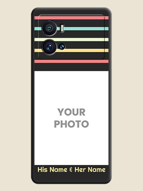Custom Color Stripes with Photo and Text on Photo on Space Black Soft Matte Mobile Case - iQOO 9 Pro 5G - alternate view