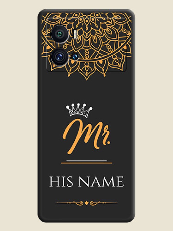 Custom Mr Name with Floral Design  on Personalised Space Black Soft Matte Cases - iQOO 9 Pro 5G - alternate view