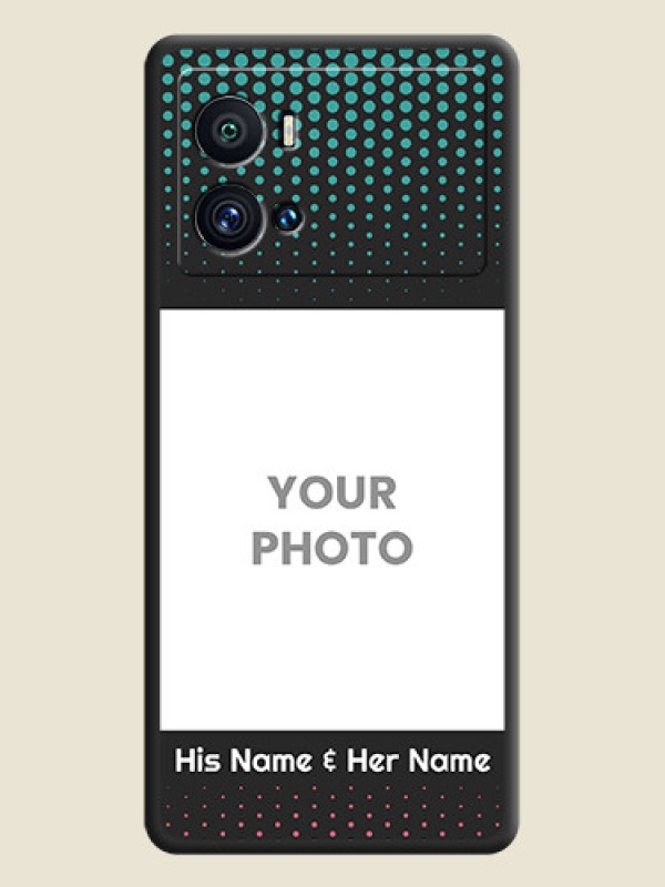 Custom Faded Dots with Grunge Photo Frame and Text on Space Black Custom Soft Matte Phone Cases - iQOO 9 Pro 5G - alternate view