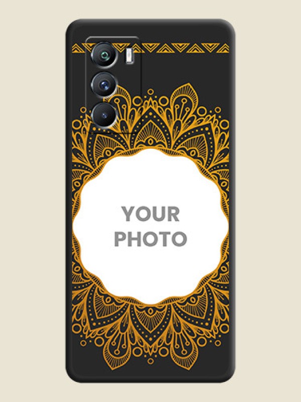 Custom Round Image with Floral Design on Photo on Space Black Soft Matte Mobile Cover - iQOO 9 Se 5G - alternate view