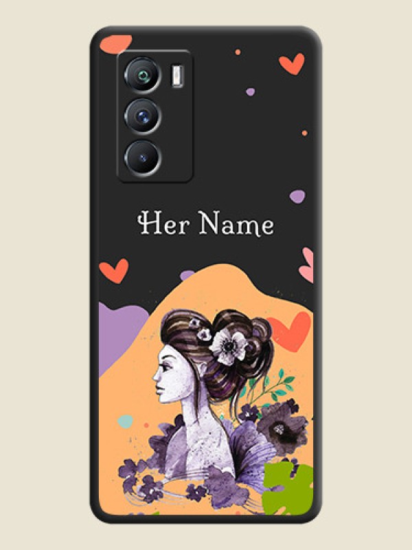 Custom Namecase For Her With Fancy Lady Image On Space Black Personalized Soft Matte Phone Covers -Iqoo 9 Se 5G - alternate view