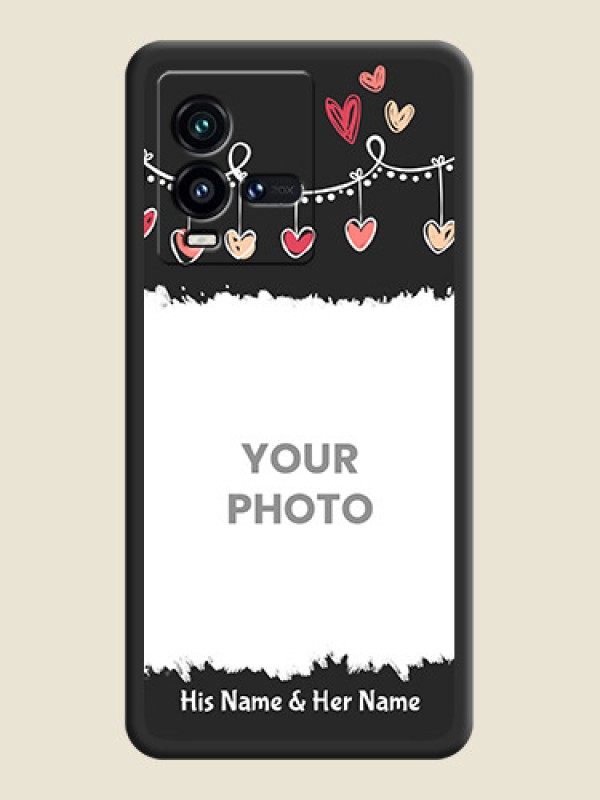 Custom Pink Love Hangings with Name on Space Black Custom Soft Matte Phone Cases - iQOO 9T 5G - alternate view
