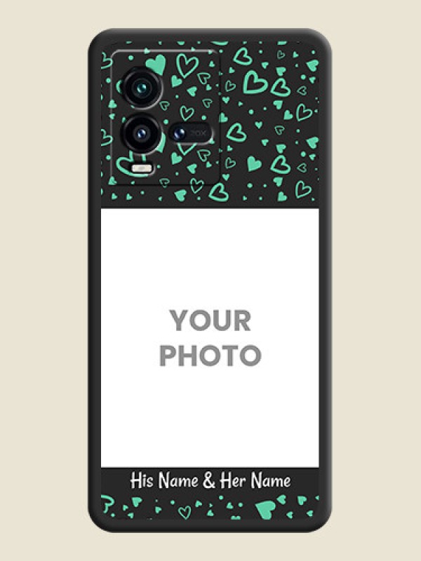 Custom Sea Green Indefinite Love Pattern on Photo on Space Black Soft Matte Mobile Cover - iQOO 9T 5G - alternate view