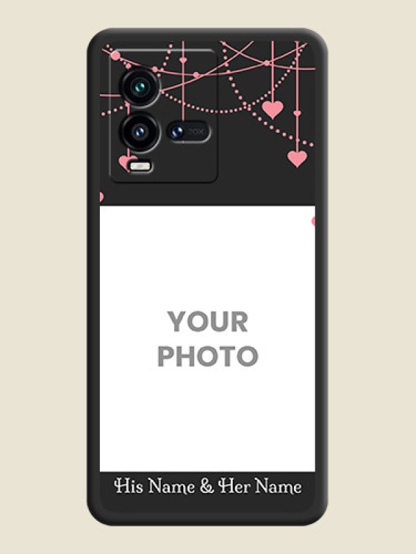 Custom Pink Love Hangings with Text on Space Black Custom Soft Matte Back Cover - iQOO 9T 5G - alternate view