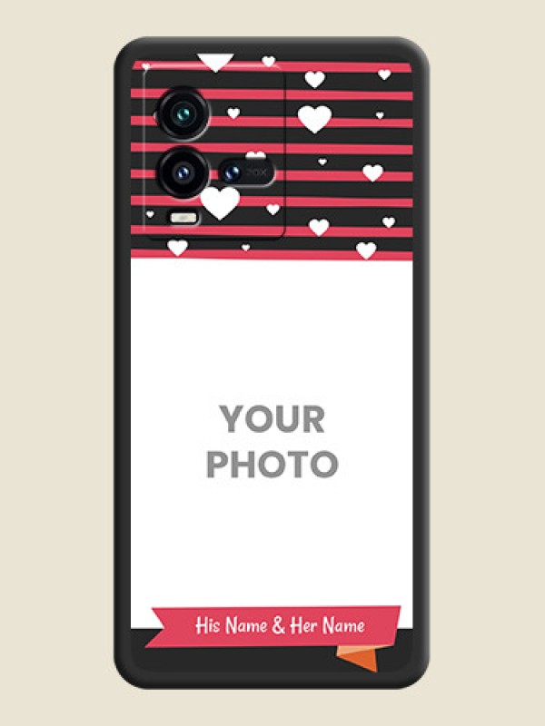 Custom White Color Love Symbols with Pink Lines Pattern on Space Black Custom Soft Matte Phone Cases - iQOO 9T 5G - alternate view