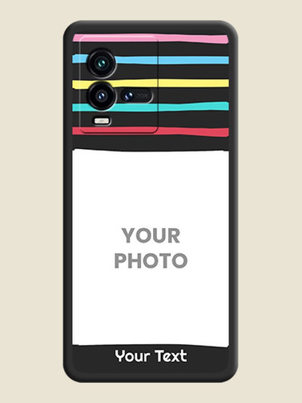 Custom Multicolor Lines with Image on Space Black Personalized Soft Matte Phone Covers - iQOO 9T 5G - alternate view