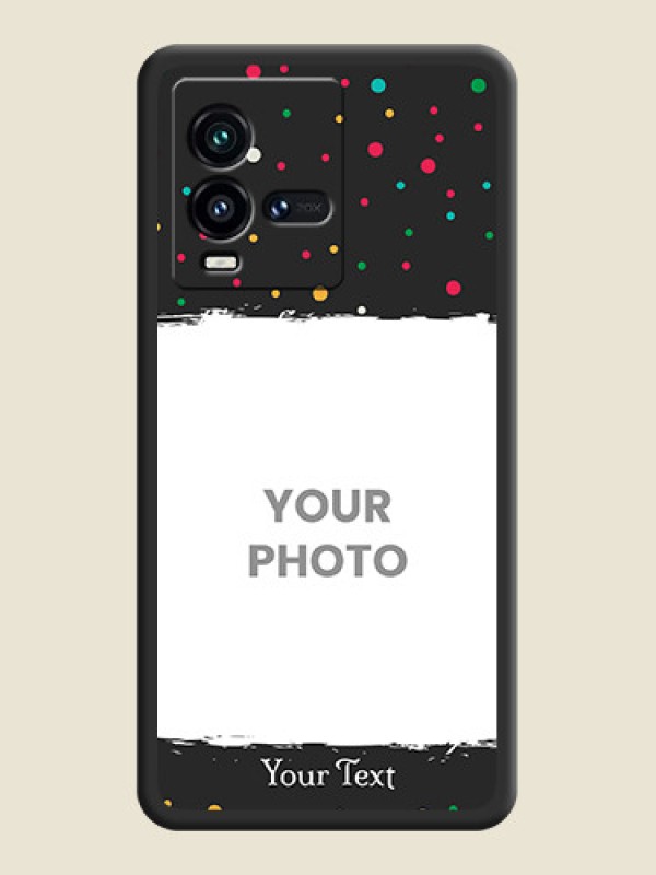 Custom Multicolor Dotted Pattern with Text on Space Black Custom Soft Matte Phone Back Cover - iQOO 9T 5G - alternate view