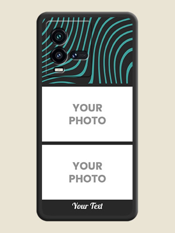 Custom Wave Pattern with 2 Image Holder on Space Black Personalized Soft Matte Phone Covers - iQOO 9T 5G - alternate view