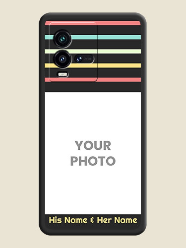 Custom Color Stripes with Photo and Text on Photo on Space Black Soft Matte Mobile Case - iQOO 9T 5G - alternate view