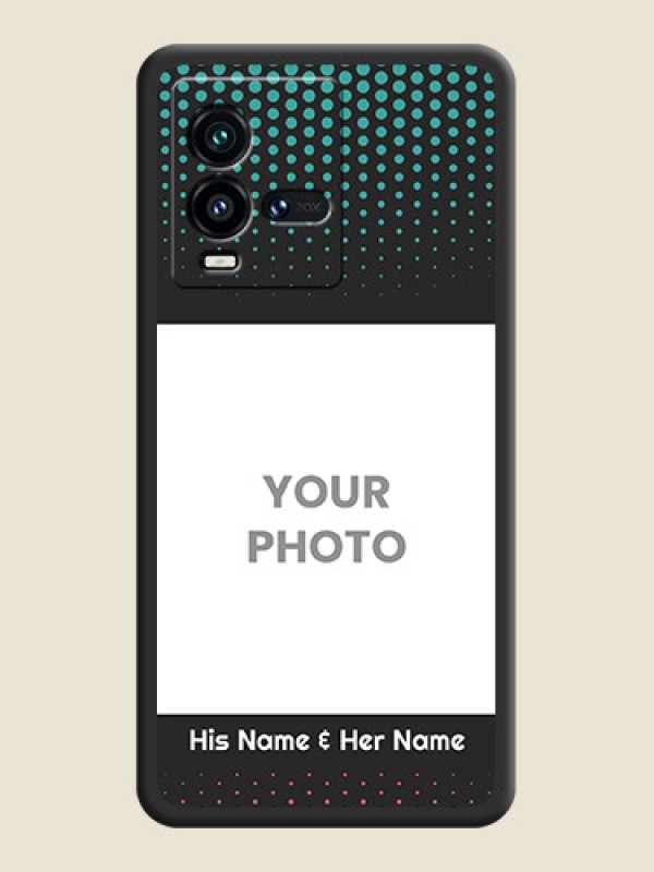 Custom Faded Dots with Grunge Photo Frame and Text on Space Black Custom Soft Matte Phone Cases - iQOO 9T 5G - alternate view
