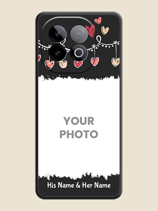 Custom Pink Love Hangings with Name On Space Black Custom Soft Matte Mobile Back Cover - iQOO Neo 10 5G - alternate view