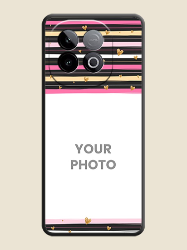 Custom Multicolor Lines and Golden Love Symbols Design on Photo On Space Black Custom Soft Matte Mobile Back Cover - iQOO Neo 10 5G - alternate view