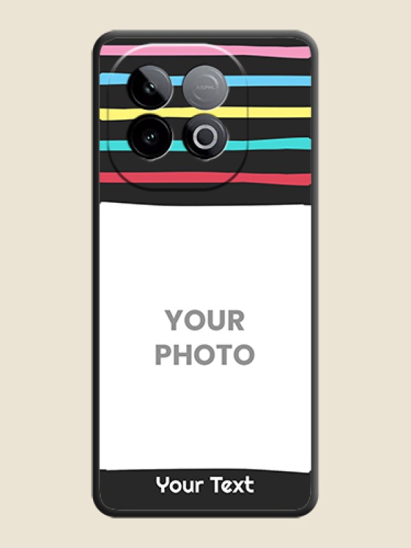 Custom Multicolor Lines with Image On Space Black Custom Soft Matte Mobile Back Cover - iQOO Neo 10 5G - alternate view