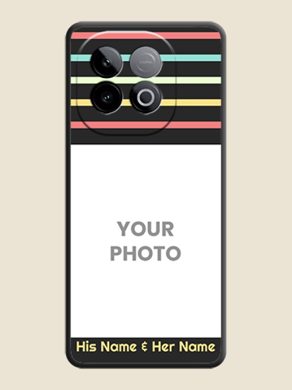 Custom Color Stripes with Photo and Text on Photo On Space Black Custom Soft Matte Mobile Back Cover - iQOO Neo 10 5G - alternate view