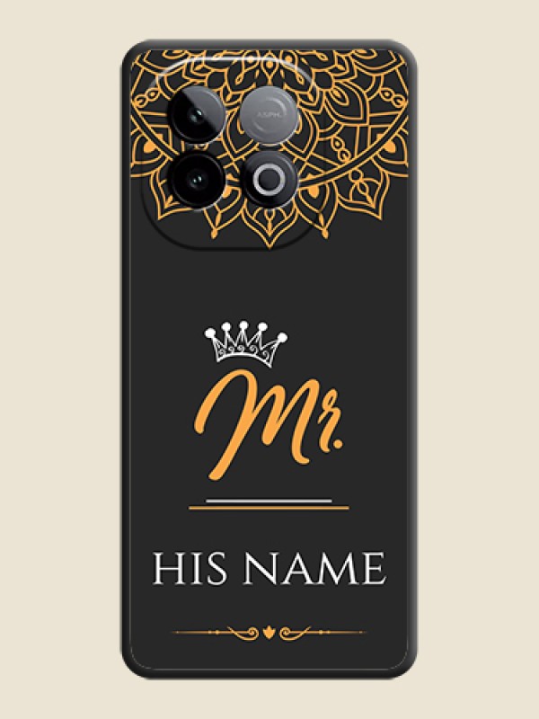 Custom Mr Name with Floral Design On Space Black Custom Soft Matte Mobile Back Cover - iQOO Neo 10 5G - alternate view