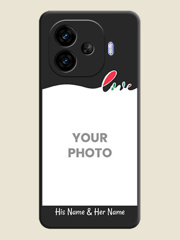Custom Fall in Love Pattern with Picture on Photo On Space Black Custom Soft Matte Mobile Back Cover - iQOO Neo 10R 5G - alternate view