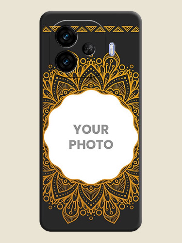 Custom Round Image with Floral Design On Space Black Custom Soft Matte Mobile Back Cover - iQOO Neo 10R 5G - alternate view