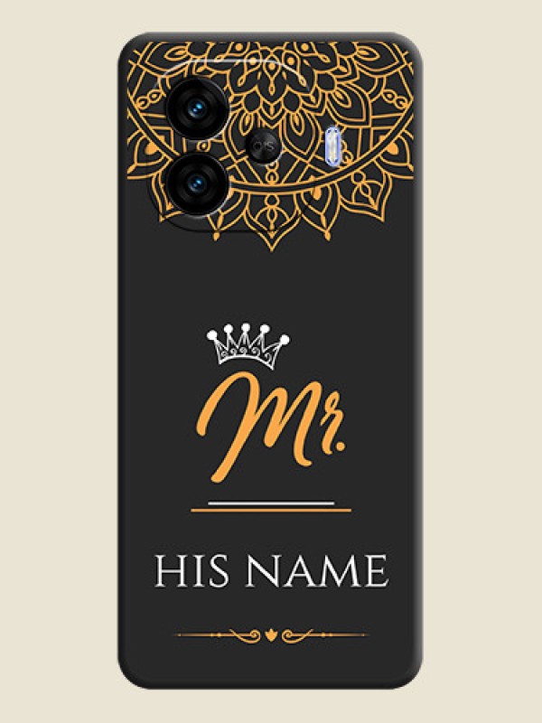 Custom Mr Name with Floral Design On Space Black Custom Soft Matte Mobile Back Cover - iQOO Neo 10R 5G - alternate view