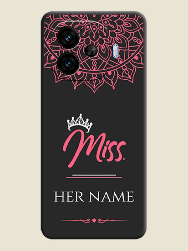 Custom Mrs Name with Floral Design On Space Black Custom Soft Matte Mobile Back Cover - iQOO Neo 10R 5G - alternate view