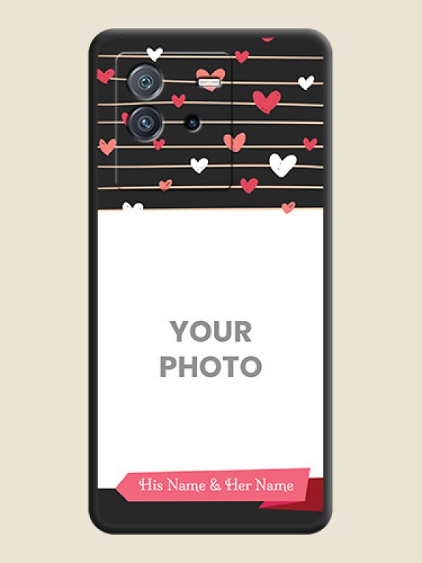 Custom Love Pattern with Name on Pink Ribbon  on Photo on Space Black Soft Matte Back Cover - iQOO Neo 6 5G - alternate view