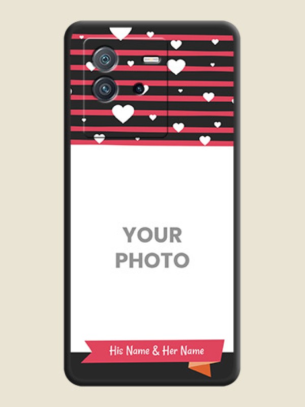 Custom White Color Love Symbols with Pink Lines Pattern on Space Black Custom Soft Matte Phone Cases - iQOO Neo 6 5G - alternate view