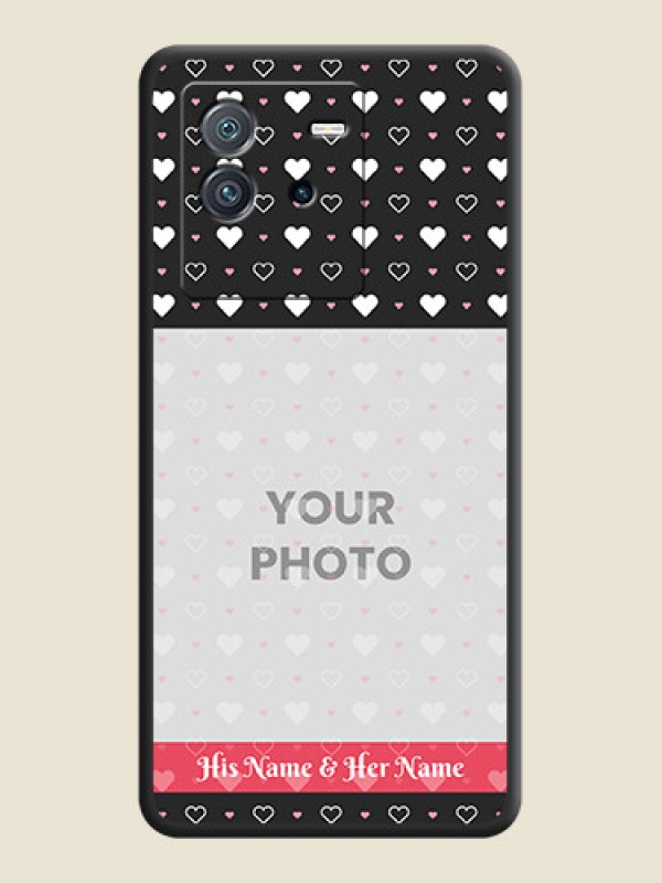 Custom White Color Love Symbols with Text Design on Photo on Space Black Soft Matte Phone Cover - iQOO Neo 6 5G - alternate view