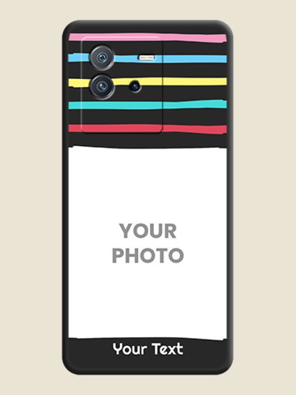 Custom Multicolor Lines with Image on Space Black Personalized Soft Matte Phone Covers - iQOO Neo 6 5G - alternate view