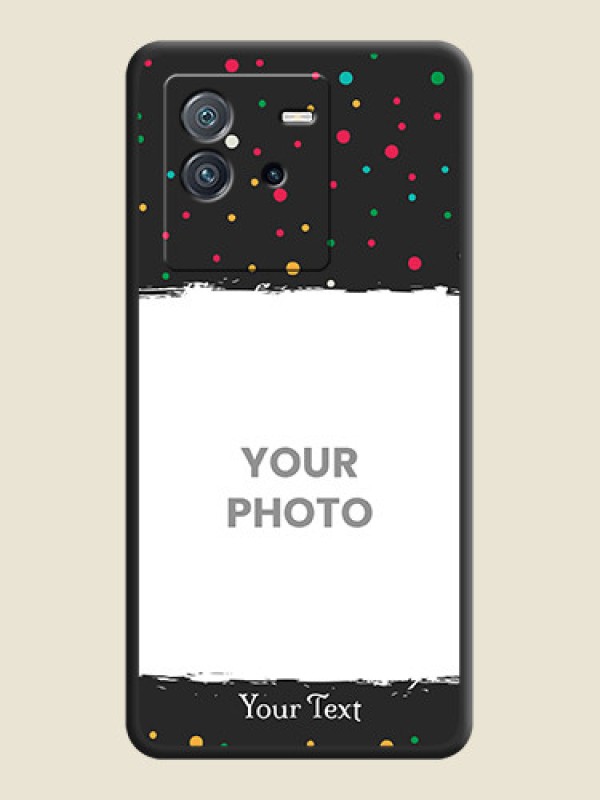 Custom Multicolor Dotted Pattern with Text on Space Black Custom Soft Matte Phone Back Cover - iQOO Neo 6 5G - alternate view