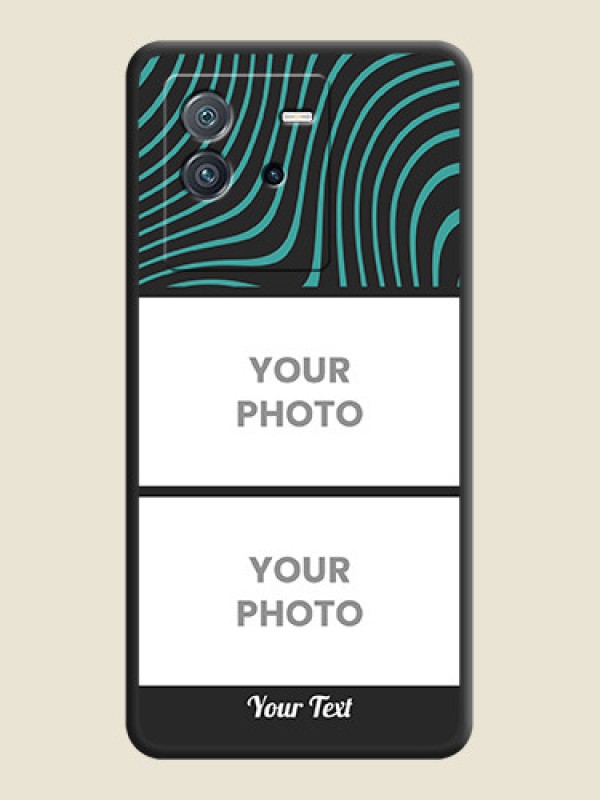Custom Wave Pattern with 2 Image Holder on Space Black Personalized Soft Matte Phone Covers - iQOO Neo 6 5G - alternate view