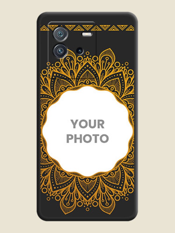 Custom Round Image with Floral Design on Photo on Space Black Soft Matte Mobile Cover - iQOO Neo 6 5G - alternate view