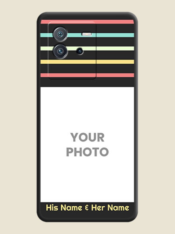 Custom Color Stripes with Photo and Text on Photo on Space Black Soft Matte Mobile Case - iQOO Neo 6 5G - alternate view