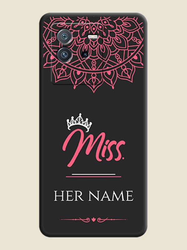 Custom Mrs Name with Floral Design on Space Black Personalized Soft Matte Phone Covers - iQOO Neo 6 5G - alternate view
