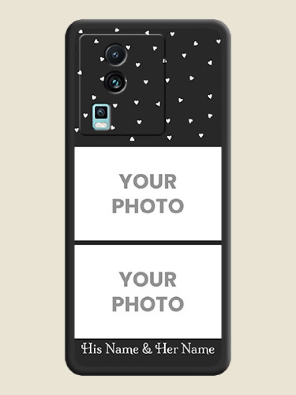 Custom Miniature Love Symbols with Name on Space Black Custom Soft Matte Back Cover - iQOO Neo 7 5G - alternate view