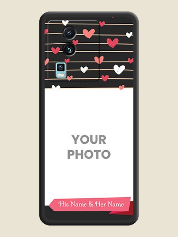 Custom Love Pattern with Name on Pink Ribbon  on Photo on Space Black Soft Matte Back Cover - iQOO Neo 7 5G - alternate view