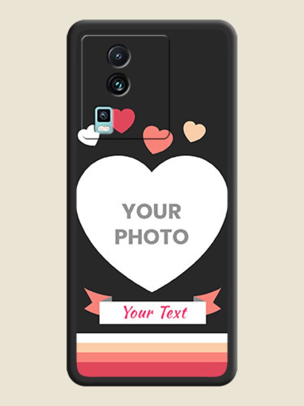 Custom Love Shaped Photo with Colorful Stripes on Personalised Space Black Soft Matte Cases - iQOO Neo 7 5G - alternate view