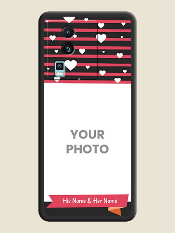 Custom White Color Love Symbols with Pink Lines Pattern on Space Black Custom Soft Matte Phone Cases - iQOO Neo 7 5G - alternate view