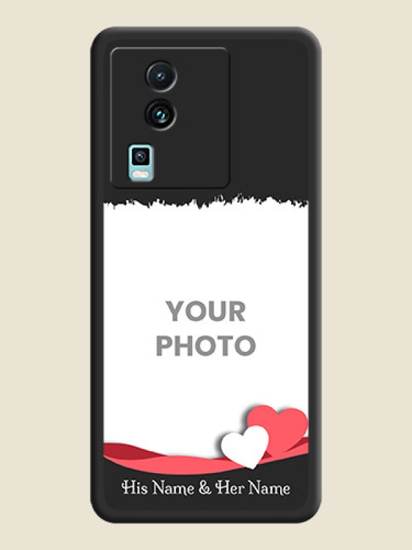 Custom Pin Color Love Shaped Ribbon Design with Text on Space Black Custom Soft Matte Phone Back Cover - iQOO Neo 7 5G - alternate view