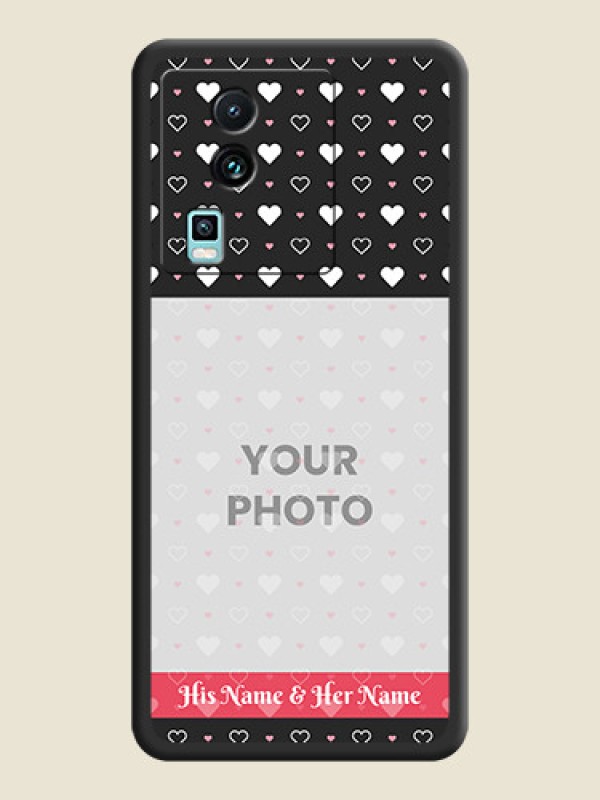 Custom White Color Love Symbols with Text Design on Photo on Space Black Soft Matte Phone Cover - iQOO Neo 7 5G - alternate view