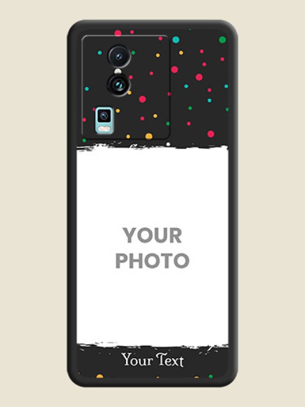 Custom Multicolor Dotted Pattern with Text on Space Black Custom Soft Matte Phone Back Cover - iQOO Neo 7 5G - alternate view