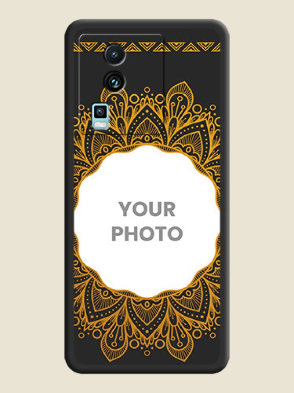 Custom Round Image with Floral Design on Photo on Space Black Soft Matte Mobile Cover - iQOO Neo 7 5G - alternate view