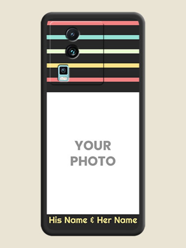 Custom Color Stripes with Photo and Text on Photo on Space Black Soft Matte Mobile Case - iQOO Neo 7 5G - alternate view