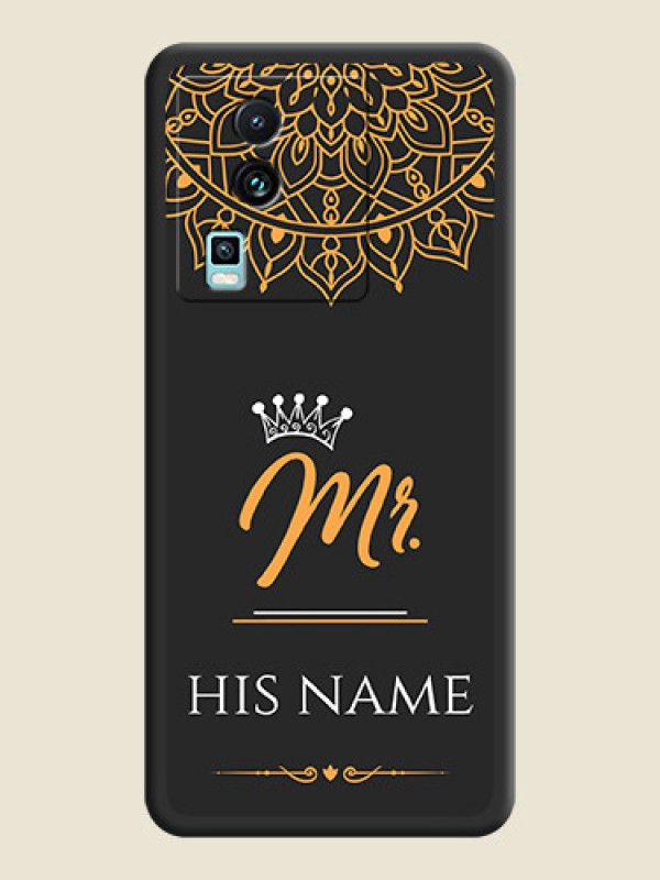 Custom Mr Name with Floral Design  on Personalised Space Black Soft Matte Cases - iQOO Neo 7 5G - alternate view