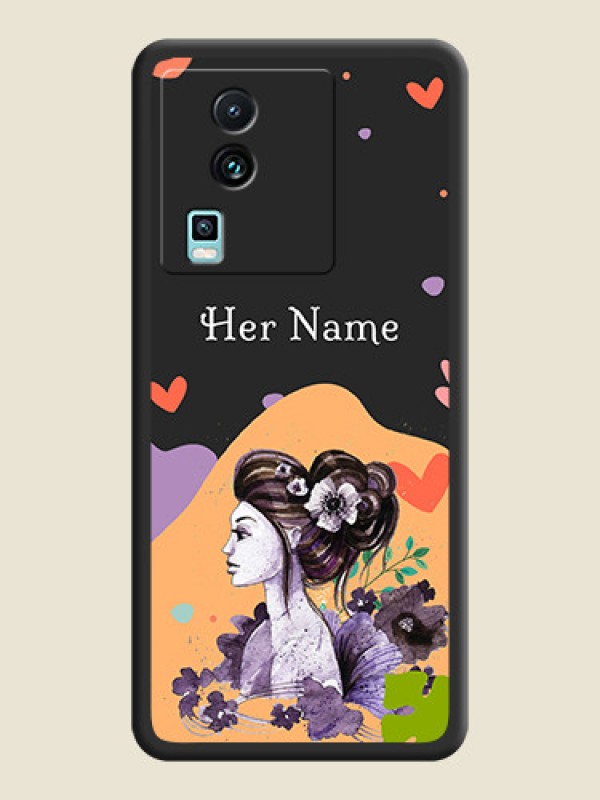 Custom Namecase For Her With Fancy Lady Image On Space Black Personalized Soft Matte Phone Covers -Iqoo Neo 7 5G - alternate view