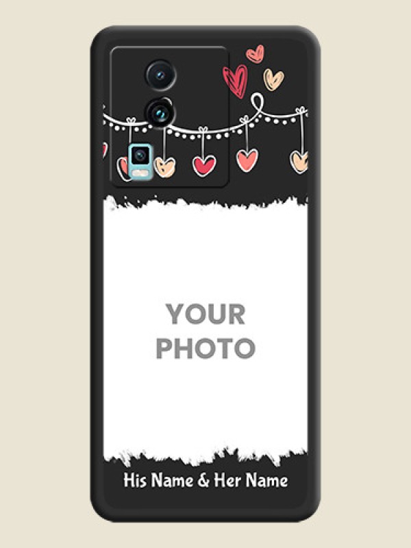 Custom Pink Love Hangings with Name on Space Black Custom Soft Matte Phone Cases -iQOO Neo 7 Pro 5G - alternate view