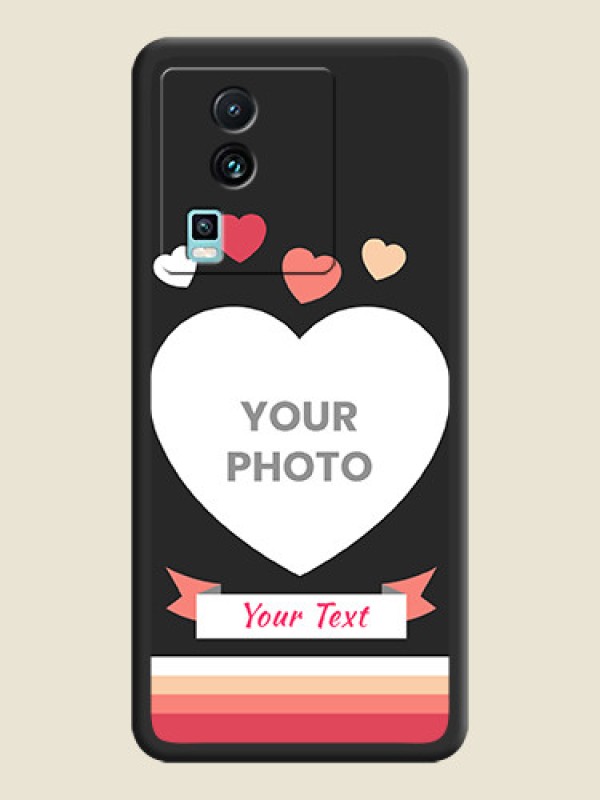 Custom Love Shaped Photo with Colorful Stripes on Personalised Space Black Soft Matte Cases -iQOO Neo 7 Pro 5G - alternate view